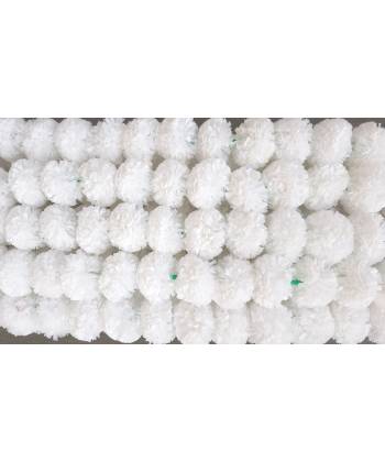 Amroha Craft White Artificial Marigold Garland Mala - Pack of 5